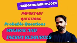 icse class 10 geography important questions 2024 minerals and energy resources [upl. by Namyl891]