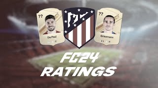 ATLETICO MADRID PLAYERS RATINGS IN FC 24 eafc24 oblak depaul llorente [upl. by Okorih]