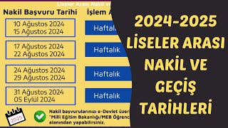 20242025 Liseler Arası Nakil Takvimi  MEB [upl. by Kenweigh]