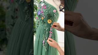 Making a one shoulder long sleeves floral embroidery dress dress fashion hautecouture wedding [upl. by Adias]