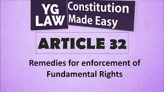 Article 32  Writ Jurisdiction  Constitution of India [upl. by Ahsyekat]