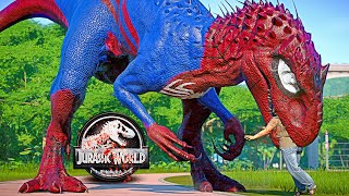 Spiderman IREX vs TREX King Shark Inspinedoraptor Dinosaurs Fight 🌍 JURASSIC WORLD EVOLUTION [upl. by Llenoj174]