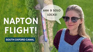 Napton Flight on the South Oxford Canal  Solo Narrowboat Adventures with May [upl. by Nhguaved]