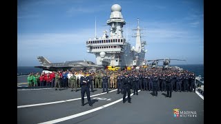 Italian Navys Cavour aircraft carrier returns to Taranto and ready to operate with F35B [upl. by Donica]