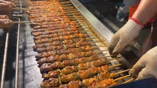 Amazing  BBQ Skewers Roasted Chicken Rolls  Taiwanese Street Food [upl. by Lekzehcey]