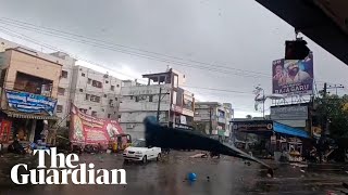 Cyclone makes landfall in southern India with intense winds [upl. by Diver]