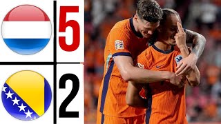 ⚪ Netherlands Bosnia herzegovina Highlights uefa nations league  Joshua Zirkzee GoalGakpo simons [upl. by Ainigriv156]