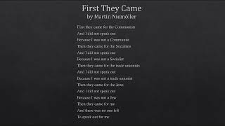 First They Came by Martin Niemöller [upl. by Moberg]