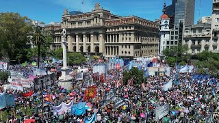 Thousands march against Mileis deregulation of Argentina economy  AFP [upl. by Bluh]