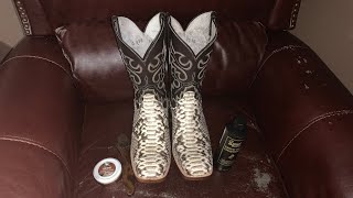 How to treat Snakeskin or any other reptile exotic leather Cowboy Boots [upl. by Haidebej]