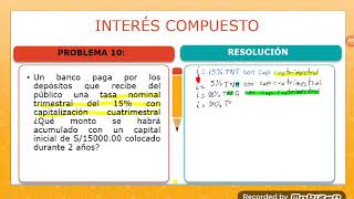 INTERÉS COMPUESTO CON TASA NOMINAL CAPITALIZABLE [upl. by Clair]