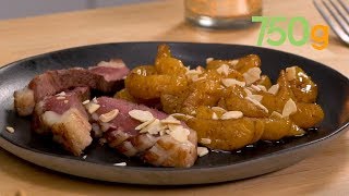 Recette de magret de canard aux clémentines et aux amandes  750g [upl. by Caia]