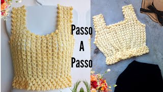 💛CROPPED REGATA EM CROCHÊ PASSO A PASSO  SUGESTÃO DE PREÇOS💰 [upl. by Rawdon]