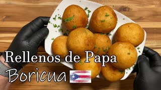 Rellenos de Papa puertorriqueños Puerto Rican fried stuffed Potatoes [upl. by Neibart]