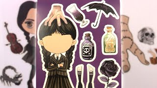 Crée ton Personnage de Wednesday Addams  Activité pour Enfants Autocollants [upl. by Arrak]