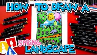 How To Draw A Spring Landscape [upl. by Eddana115]