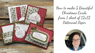 5 Beautiful Christmas Cards From One 12x12 [upl. by Avlis]