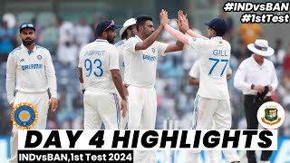 India vs Bangladesh 1st Test Cricket Match Day 4 Full Highlights Cricket Live Highlights 2292024 [upl. by Doralyn]