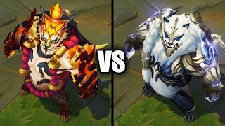 Inkshadow Volibear vs Duality Dragon Volibear Skins Comparison League of Legends [upl. by Bore]