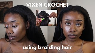 HOW TO vixen crochet braids with 100 kanekalon hair  NATURAL HAIR BLOWOUT [upl. by Yleen]