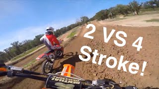 125 2 Stroke VS 250 4 Stroke Dirt Bikes On The Track [upl. by Anika223]