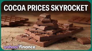 Cocoa prices are skyrocketing hitting chocolate makers [upl. by Seldon188]