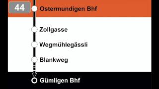 RBS  Bernmobil Ansagen  44  Bolligen  Ostermundigen  Gümligen [upl. by Adamsun582]