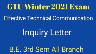 Inquiry Letter  Chapter 2  Technical Writing  ETC  For All Branch  BE Sem 3 [upl. by Delly]