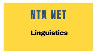 NTA NET Crash Course Day 30 Linguistics [upl. by Gretchen527]