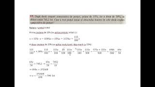 Dupa doua cresteri consecutive de preturi prima de 15 iar a doua de 20 un obiect costa 7452 [upl. by Aleen]