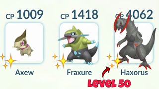 LvL 50 SHINY HAXORUS Evolutionary Line team in Pokemon GO [upl. by Anhej]