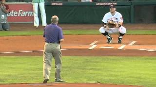 20120518 Nolan Ryans first pitch [upl. by Hellene]