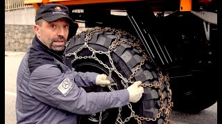 Unimog  come montare delle catene da neve professionali  How to put on professional snow chains [upl. by Nahej]