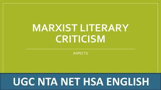 MARXIST LITERARY CRITICISMBASIC ASPECTS UGC NET ENGLISHHSST [upl. by Demetria]