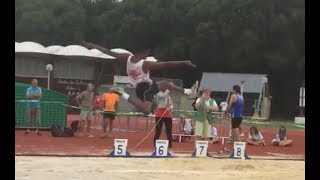 Baptiste DIEUDÉ  Longueur MIM  Finale Nationale des Pointes dOr Colette Besson 2017 à Angoulême [upl. by Aneloaup]