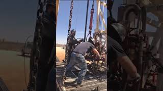 Pulling Drill Pipe Workover Rig oilrig rig drilling oil pulling [upl. by Eenar]