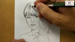 VERY EASY how to draw taylor swift  quick sketch [upl. by Eznyl52]