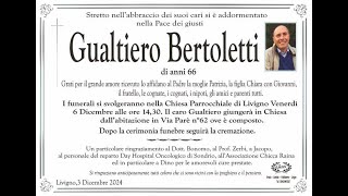 Esequie di Gualtiero Bertoletti Venerdì 6 dicembre ore 1430In diretta dalla parrocchia di Livigno [upl. by Edny649]