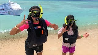 Kids Snorkeling for the first time underwater family fun vacation vlog [upl. by Jueta943]