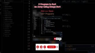 program of merge sort an array in C  shorts youtube ytshorts trending youtubeshorts coding [upl. by Hannis955]