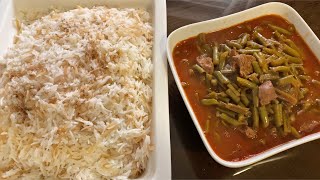 الفاصوليا الخضرا باللحمة والرز بشعيرية  Fasolia Green Beans Recipe [upl. by Erny910]