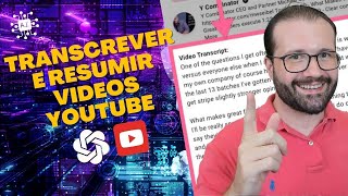 Aprenda como Transcrever e Resumir Vídeos do Youtube AI chatgpt [upl. by Wilhide]