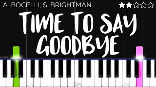 Andrea Bocelli Sarah Brightman  Time To Say Goodbye  EASY Piano Tutorial [upl. by Alexandra722]