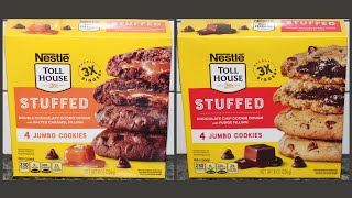 Nestle Toll House Stuffed Jumbo Cookies Chocolate ChipFudge Double ChocolateSalted Caramel [upl. by Ayrolg]