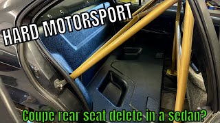 E36 Sedan Rear Seat Delete Hard Motorsport Will It Work [upl. by Ynnaj416]