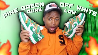 Off White x Pine Green Dunk Low👟 Dhgate Shoe Review Unboxing And On Feet Review 📦 [upl. by Pallas]