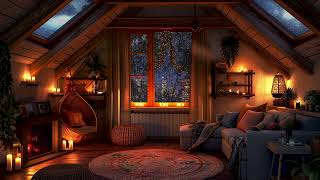 Relaxing Attic Rain for Sleep 🔥 Soothing Fireplace for Anxiety Relief Relaxation and Mind Healing [upl. by Horatia]