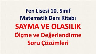 Sayma ve Olasılık Ölçme ve Değerlendirme Soruları 10 Sınıf Fen Lisesi Matematik Ders Kitabı [upl. by Minsat]