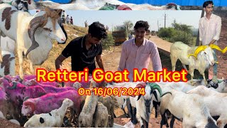 Retteri Goat Market 2024🐐 Bakrid Santhai on 16062024  Heavy Size Andhra Guntur Goat sheep [upl. by Foulk47]