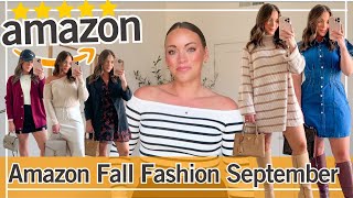 Amazon Fall Fashion Haul  September Fall Outfits [upl. by Gerkman765]